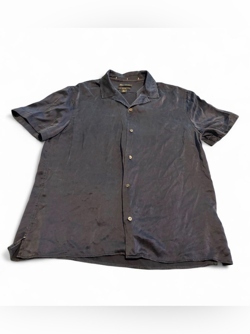 Banana Republic Short-Sleeve 100% silk navy button up